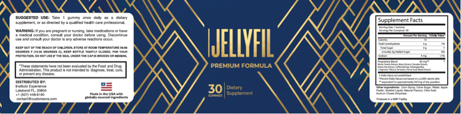 JellyFil official supplement facts label